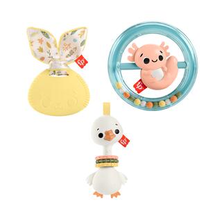 费雪多重感官玩具套装新生儿见面礼益智抓握可啃咬牙胶0-1岁礼物