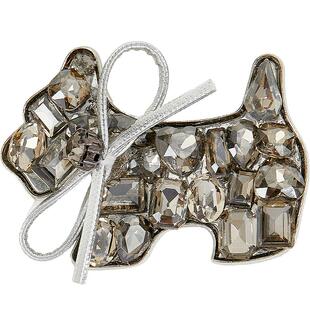 兰诺水晶小狗蝴蝶结发夹女2026新款高端侧边夹前额刘海夹鸭嘴夹子