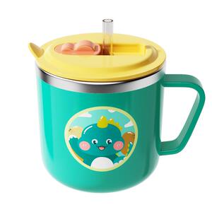 316不锈钢吸管杯学饮牛奶杯刻度