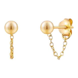 S925纯银链条耳钉LobeChain-耳蜗耳骨钉防过敏时尚灵动锆性感闪亮