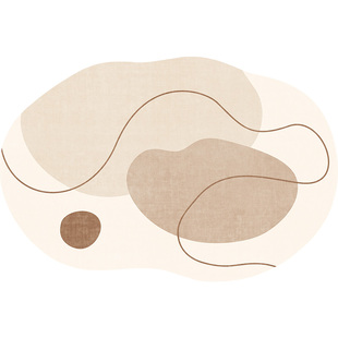 奶油异型地毯客厅2026新款房间不规则卧室床边毯免洗可擦防水地毯