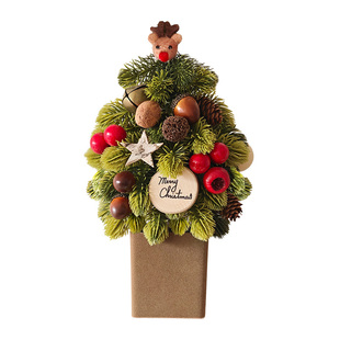 迷饰 诺贝松圣诞树花环2025新款家用客厅桌面小型摆件圣诞节装饰