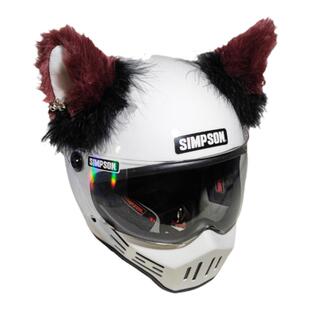 头盔装饰品黑红铃铛滑雪摩托车冰球电动车立体毛绒卡通耳朵可拆卸