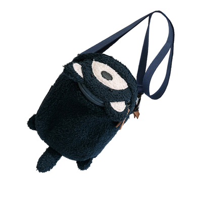 三色补丁斜挎包小熊小卡通