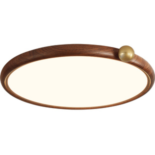 箭牌法式复古卧室吸顶灯中古原木风护眼胡桃木色高级感房间主灯具