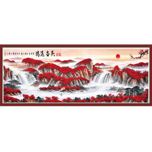 鸿运当头2026新款手工刺绣打发时间十字绣线绣客厅高端风景山水画