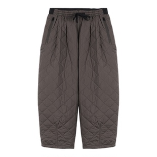 CHU楚妞[3M]菱格纹棉内里休闲长裤2025秋冬季新款女直筒阔腿裤子