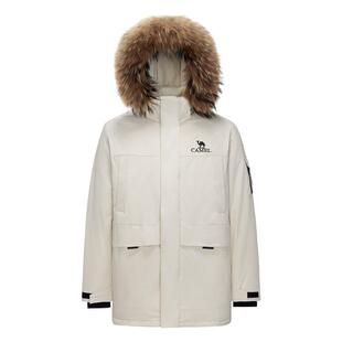 骆驼男装中长款派克羽绒服男冬季2024新款加厚大毛领保暖工装外套