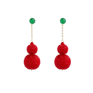 Two.L.Liu东方绮梦系列红色葫芦耳环女新中式原创设计高级感耳饰