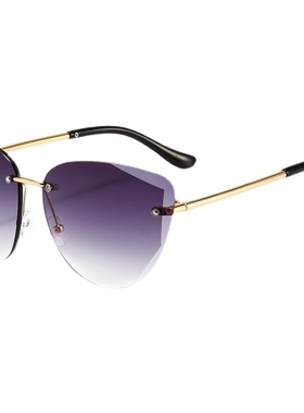 渐变色无框切边墨镜显脸小时尚