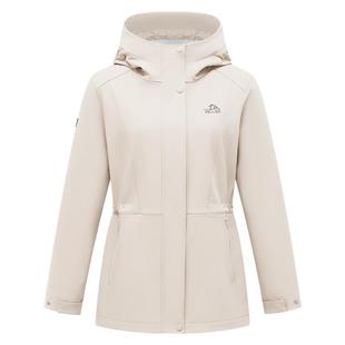 伯希和软壳冲锋衣女款户外防风防水登山服中长款收腰旅行休闲风衣