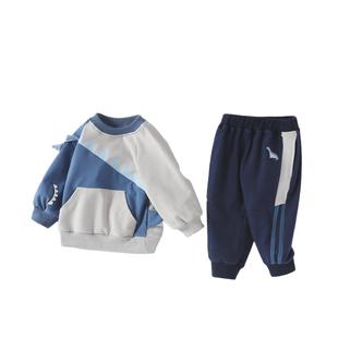 男童套装加绒2025小男孩运动冬装幼童秋冬两件套一岁宝宝冬季衣服