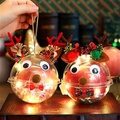 圣诞节苹果包装盒创意麋鹿圣诞慕斯蛋糕盒平安果糖果盒透明苹果球