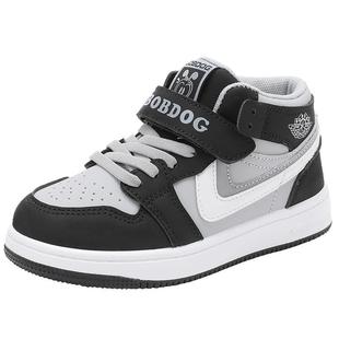 巴布豆童鞋男童板鞋冬季加绒大童中帮二棉鞋秋冬加厚儿童运动鞋女