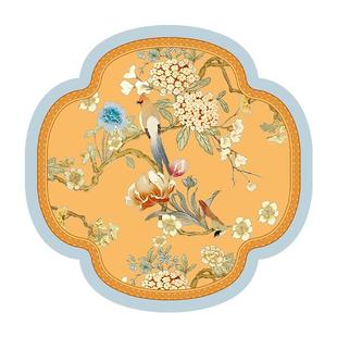 新中式花鸟茶具垫吸水速干茶桌垫复古高档防烫隔热碗盘小桌垫餐垫