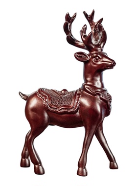 黑檀木雕刻梅花鹿摆件实双鹿