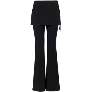 ONLY2026春季新款假两件腰侧交叉绑带舒适喇叭裙裤长裤休闲裤女