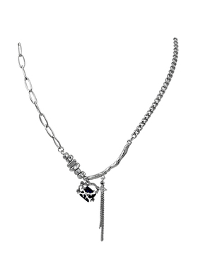 碎石禁锢爱心吊坠流苏项链