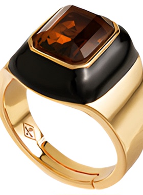 RCRetroChic罗马棕色盾牌戒指