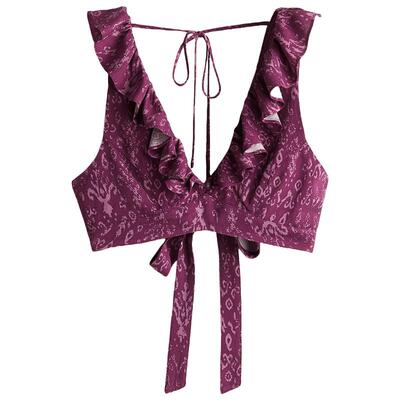 HM春季女装透气修身褶边短上衣1269203