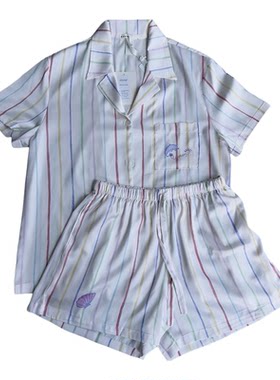 女士短袖短裤睡衣家居服套装