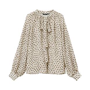 颜域法式浪漫衬衫女士2026早春新款独特蝴蝶结减龄松弛感波点上衣