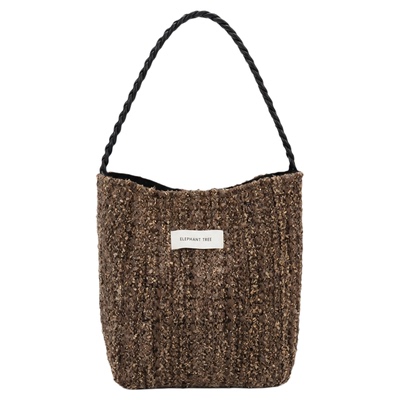 美拉德棕帆布大容量水桶单肩包