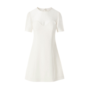 莱茵福莱尔女装2025新款夏白色连衣裙礼服裙子气质收腰A字公主裙