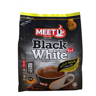 【包邮】马来西亚进口 密友Meet U 黑白咖啡 马六甲香浓 40g*15包