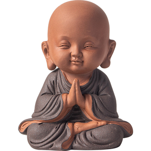 炼器新中式紫砂四不小和尚禅意摆件家居客厅茶桌面装饰工艺品摆设