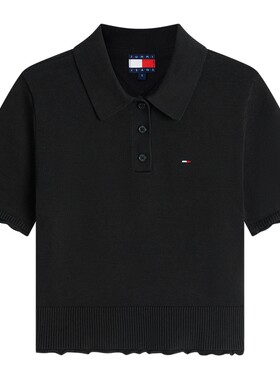 Tommy女装木耳边修身针织POLO