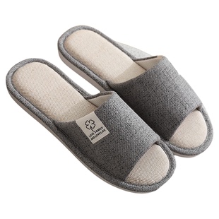 亚麻家居拖鞋女夏季2026新款家用防滑防臭吸汗静音透气布拖鞋男款
