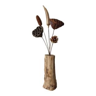 复古自然枯木实木禅意干花真花莲蓬干花荷花风干装饰中式摆件客厅