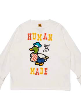 【Humans Mades】日系竹节棉重磅长袖T恤宽松休闲卡通印花长tee
