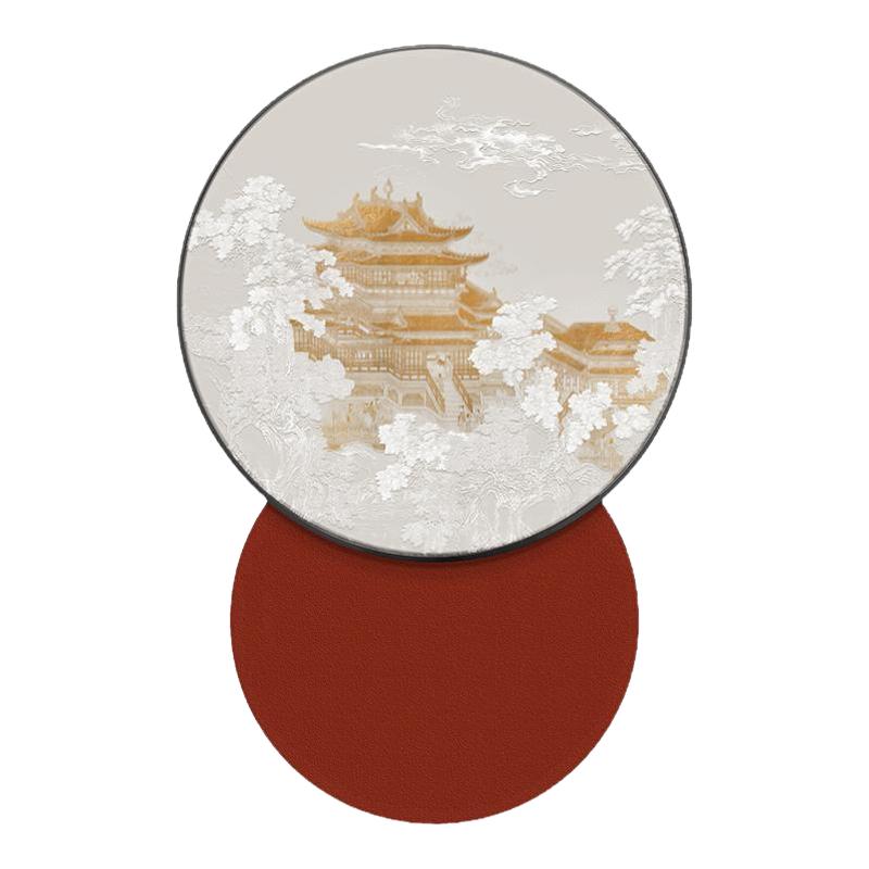 新中式山河日月玄关背景装饰画
