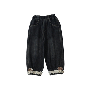 女童裤子春秋季2026新款儿童春装灯笼裤女宝宝早秋穿搭洋气牛仔裤