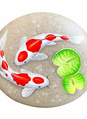 丙烯画石头摆件中式书房美观