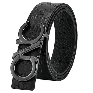 C'N'C·HOMASIER男士皮带平滑扣轻奢时尚高端商务纯牛皮内扣腰带