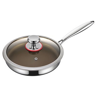 有钛平底锅316不锈钢家用煎饼煎蛋不粘锅无涂层电磁炉煎牛排煎锅