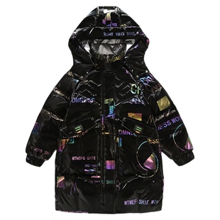 ABC新款中大女童羽绒服加厚保暖免洗亮面中长款洋气冬季韩版外套