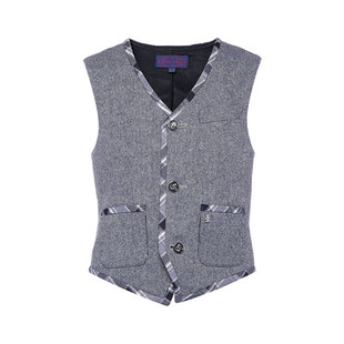 力高芘熊2023年秋冬新款男童马甲时尚帅气外套背心正装派对上衣