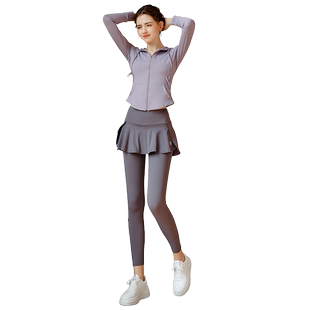 瑜伽服女套装秋新款健身房训练晨跑步服普拉提运动外套专业健身服