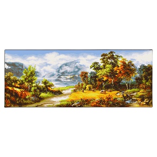自油自画 数字油画diy 手绘客厅卧室大幅风景田园装饰画 金秋牧野