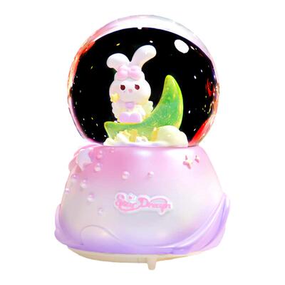 彩灯飘雪花丑鱼水晶球音乐盒礼物