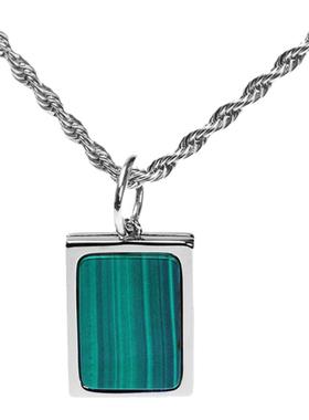 LUXTA天然孔雀石纯银项链