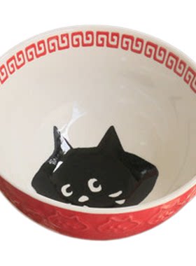 惊讶猫釉下彩陶瓷碗米饭碗
