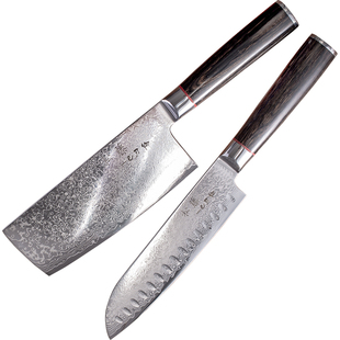 大马士革钢切小菜刀VG10三德刀小厨切片刀锋利家用女士刀库存清仓