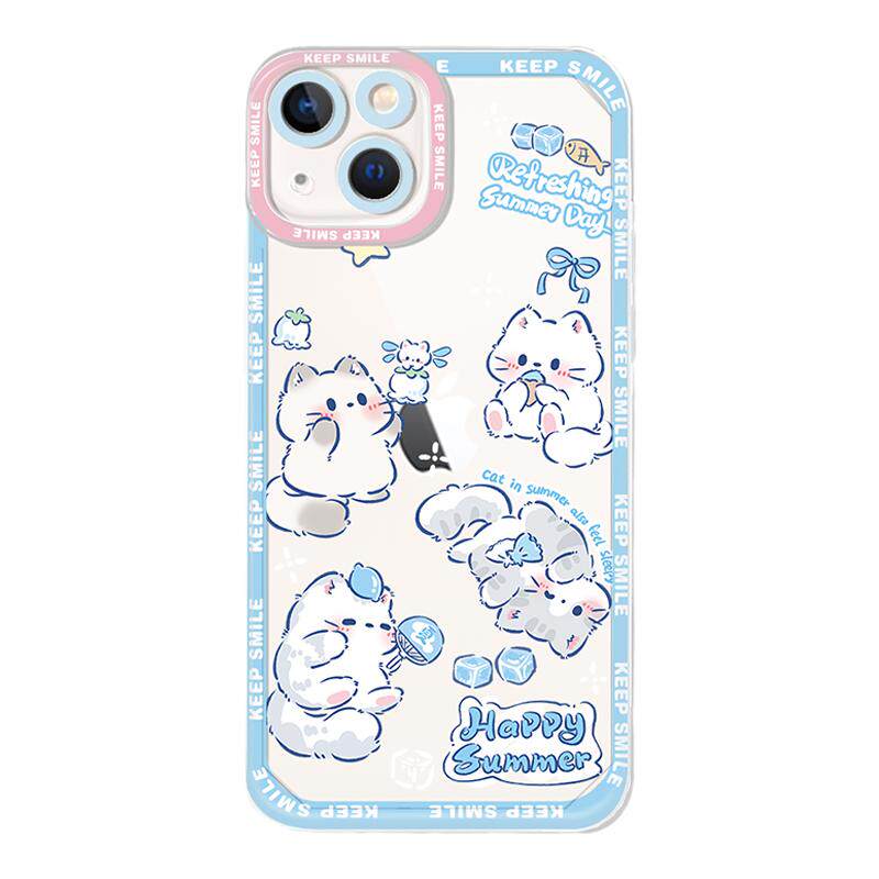 三川志iPhone15plus苹果16promax手机壳17新款夏天华为mate30透明pura70小米14小众少女猫咪