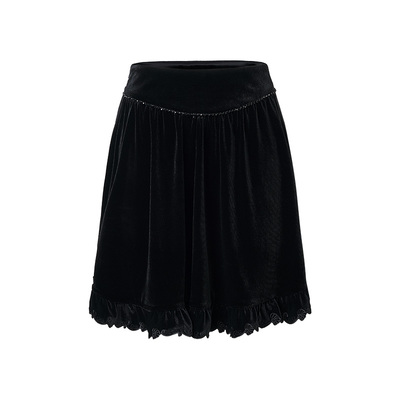 MAXRIENY法式优雅感高腰丝绒短裙25秋款约会a字半裙