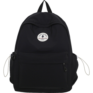 高颜值双肩包女森系百搭校园高中书包初中生大容量纯色简约背包男